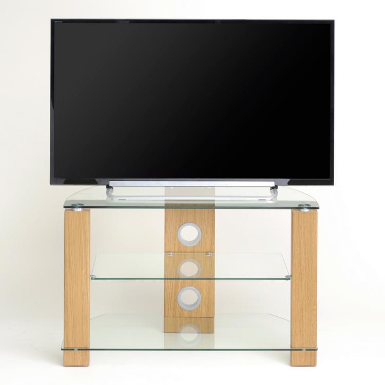 Clear glass cheap corner tv stand