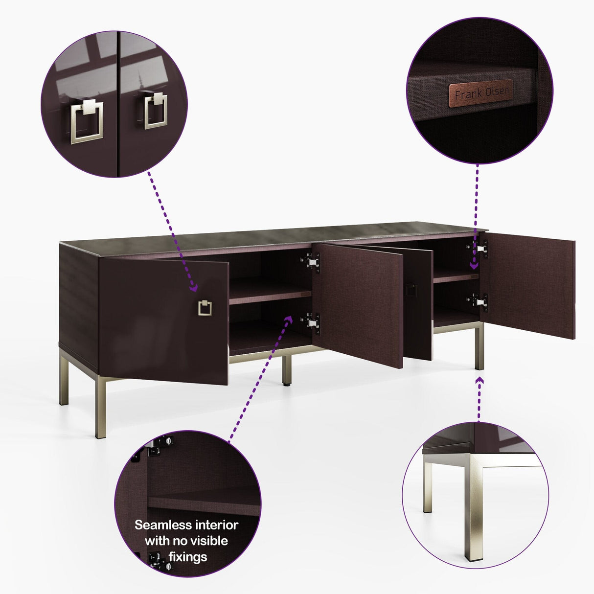 Frank Olsen Lyra Plum Black TV Stand for Screens up to 70 inch