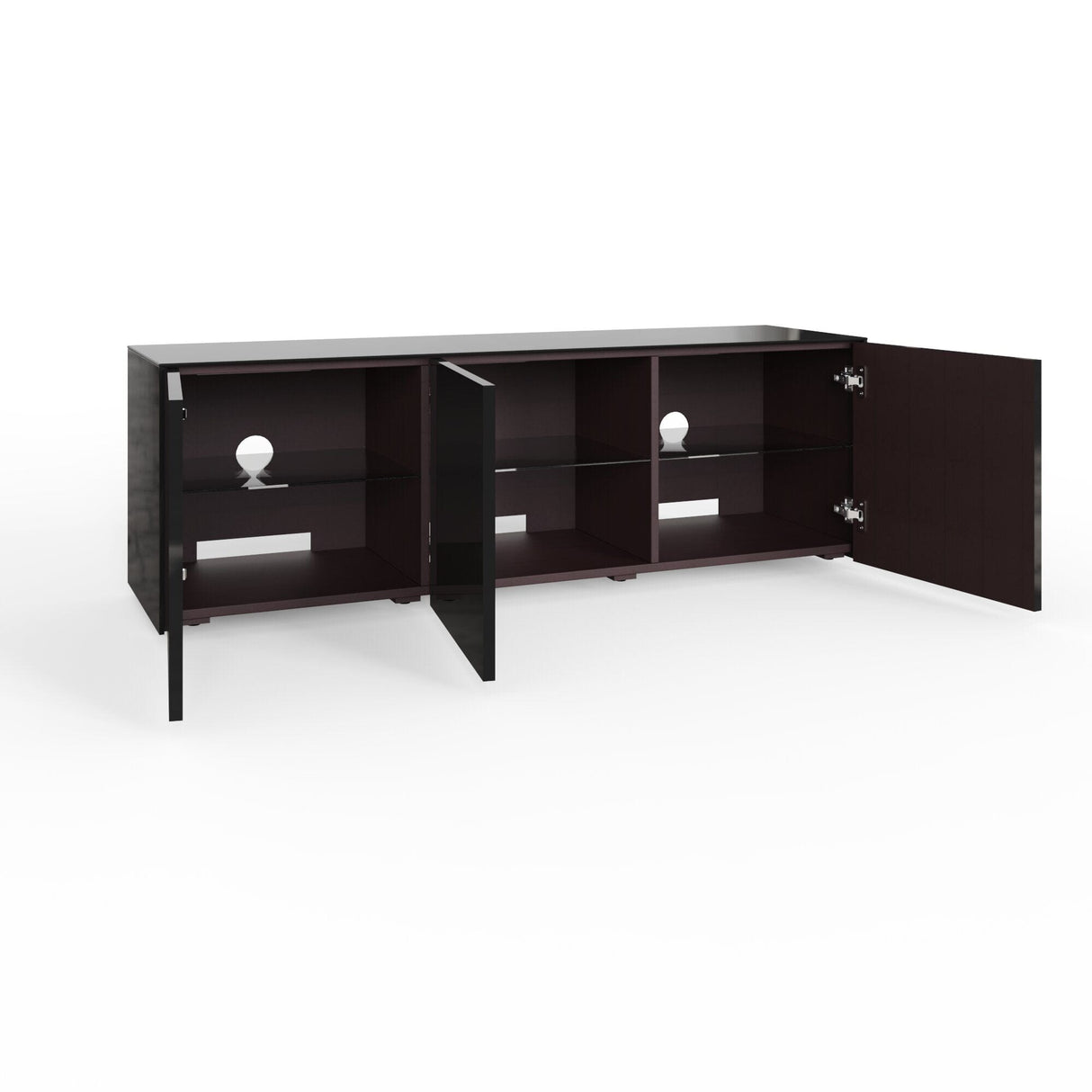 Frank Olsen High Gloss Black 1500mm TV Cabinet with LED Lighting and Wireless Phone Charging