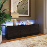 Frank Olsen High Gloss Black 1500mm TV Cabinet with LED Lighting and Wireless Phone Charging