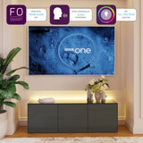 Frank Olsen High Gloss Grey 1500mm TV Cabinet with LED Lighting and Wireless Phone Charging