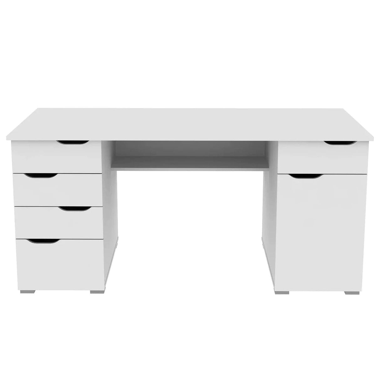 Alphason Kentucky White and High Gloss White Office Desk