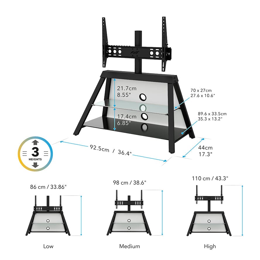 AVF Options Easel 92.5cm TV Stand with Mount, for TVs 37- 65"