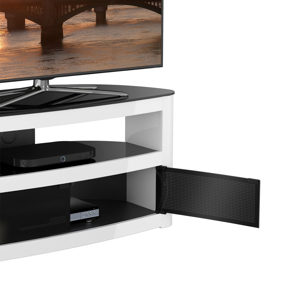 AVF Affinity Burghley Plus 1m Gloss White Curved TV Stand, for TVs up to 50"