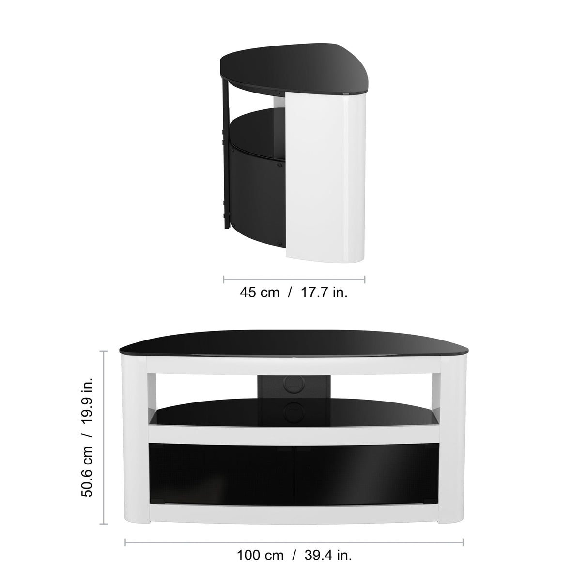 AVF Affinity Burghley Plus 1m Gloss White Curved TV Stand, for TVs up to 50"