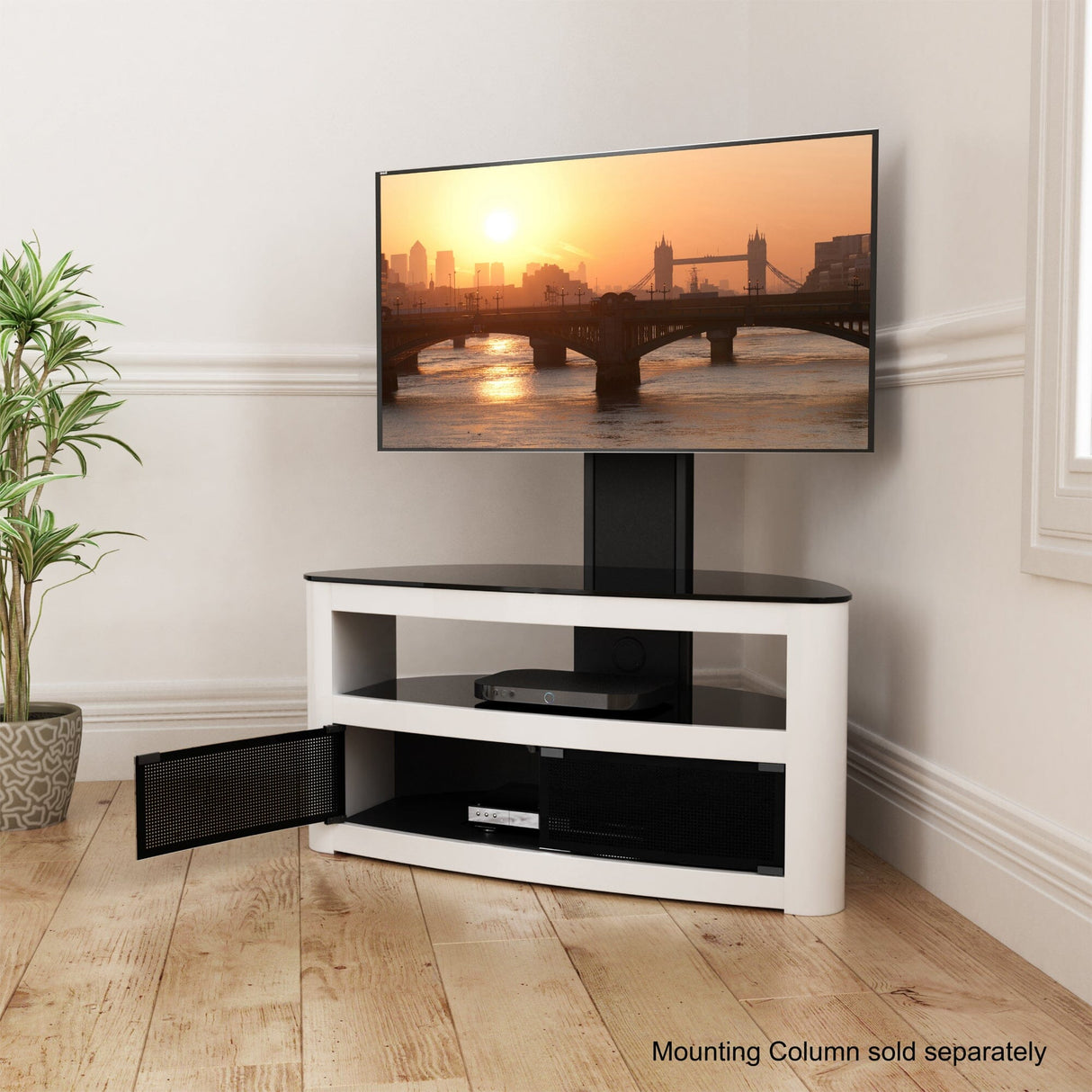 AVF Affinity Burghley Plus 1m Gloss White Curved TV Stand, for TVs up to 50"