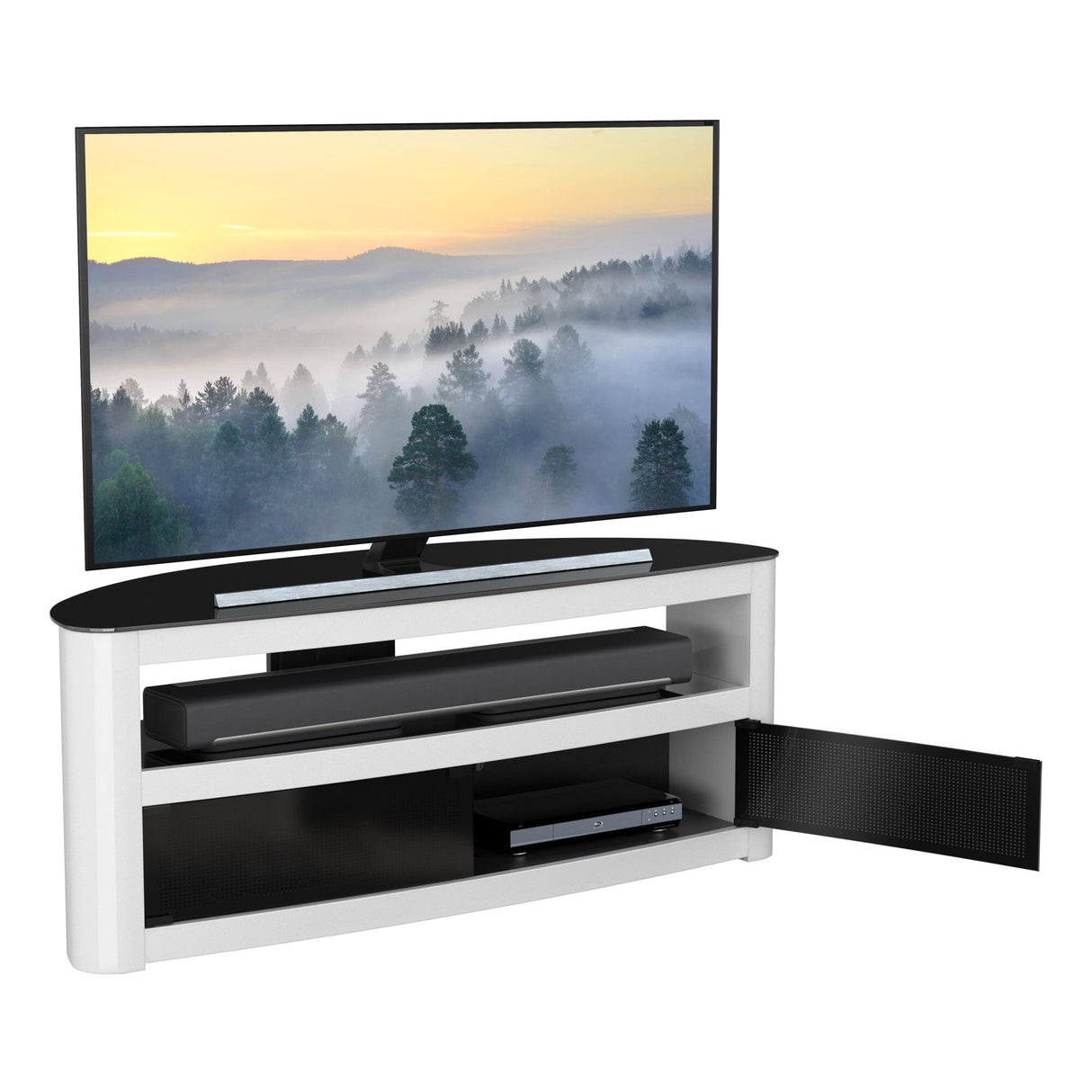 AVF Affinity Burghley 1.25m Gloss White Curved TV Stand for TVs up to 65"