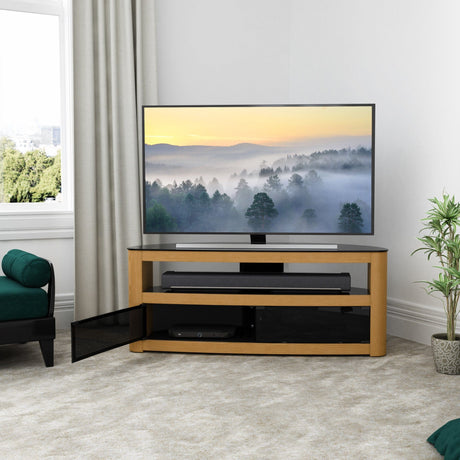 AVF Affinity Burghley 1.25m Oak Curved TV Stand for TVs up to 65"