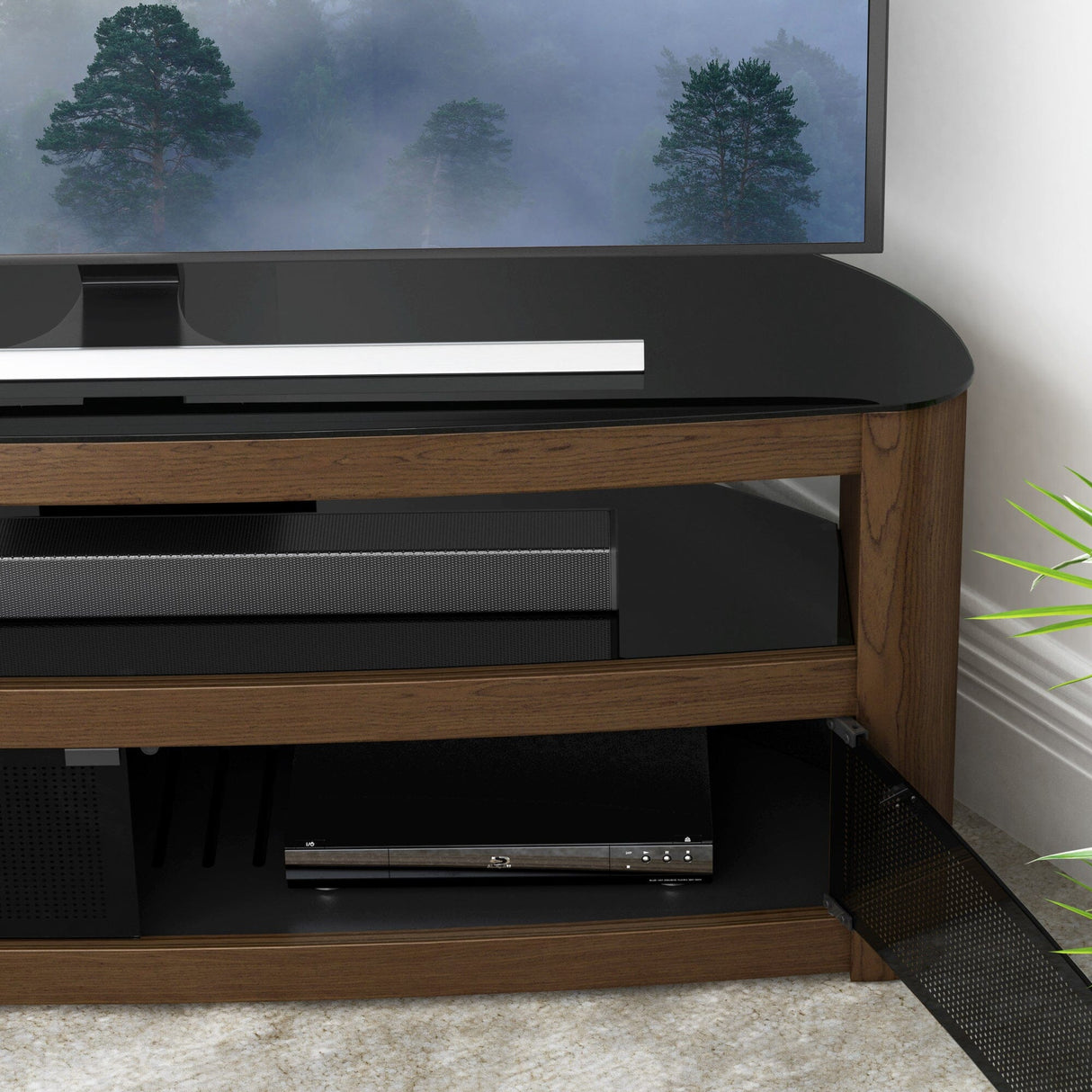 AVF Affinity Burghley 1.25m Walnut Curved TV Stand for TVs up to 65"