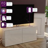 Frank Olsen High Gloss White 1200mm Corner TV Cabinet with LED Lighting and Wireless Phone Charging