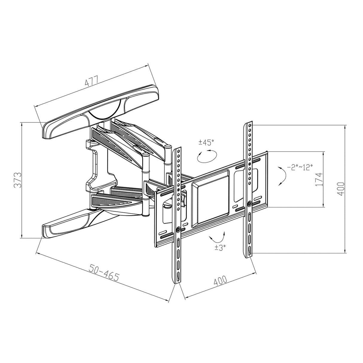 TTAP TTD404DA4 Full Motion TV Bracket for up to 75 inch