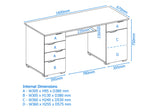 Alphason Kentucky White and High Gloss White Office Desk