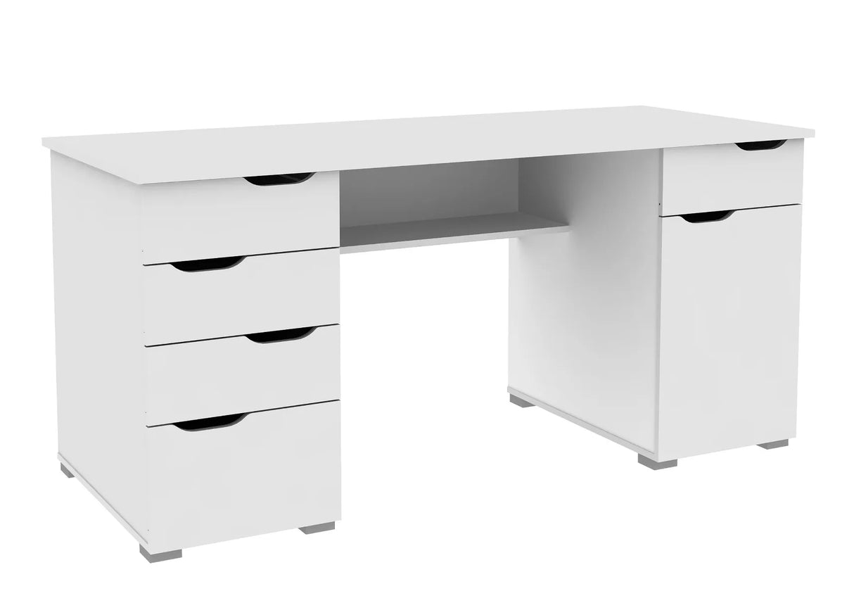 Alphason Kentucky White and High Gloss White Office Desk