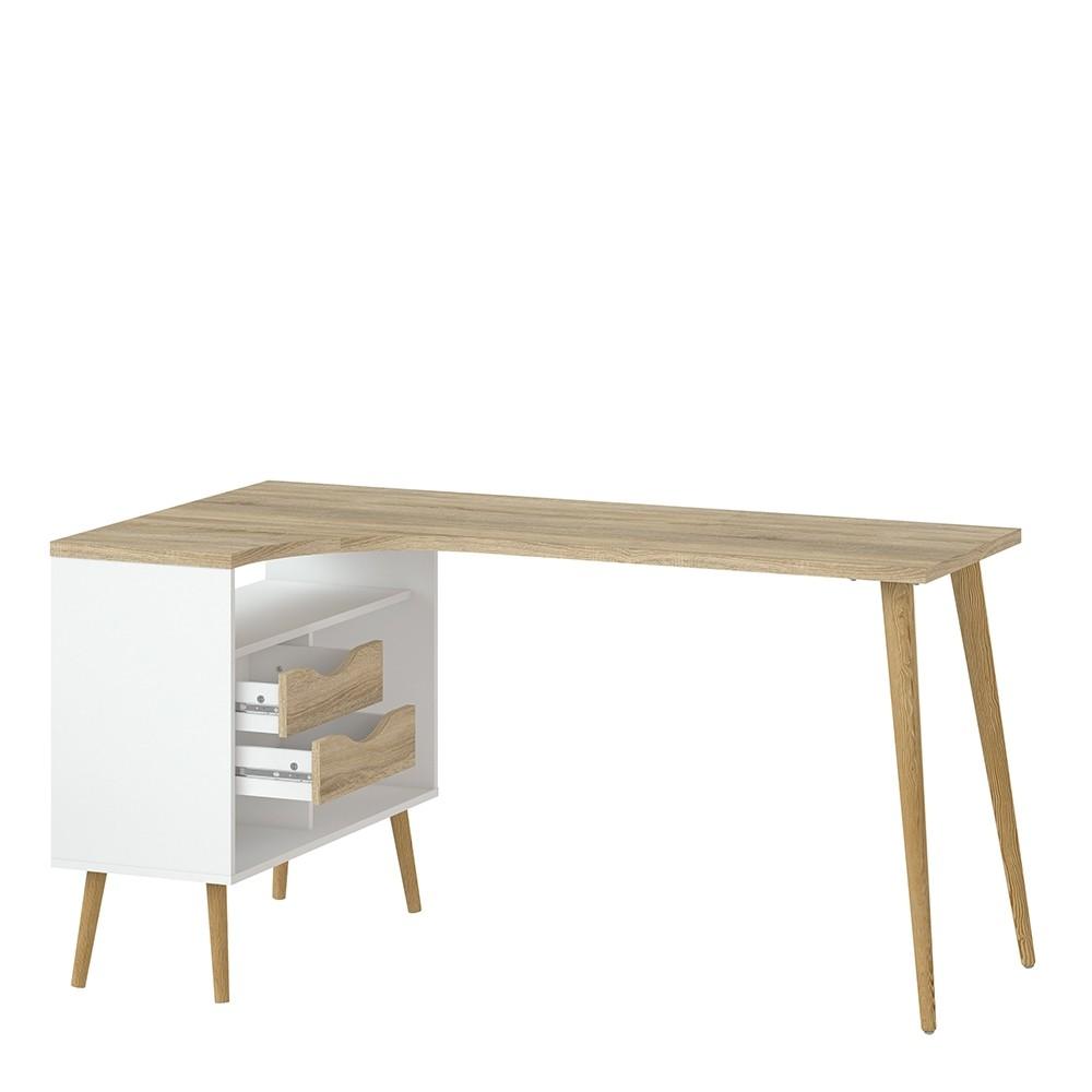 Furniture To Go Oslo Desk with Return in White and Oak (7047545049AK)