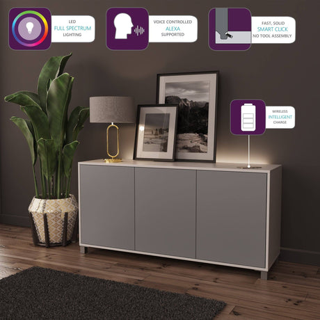 Frank Olsen LED Smart Click Sideboard White & Grey