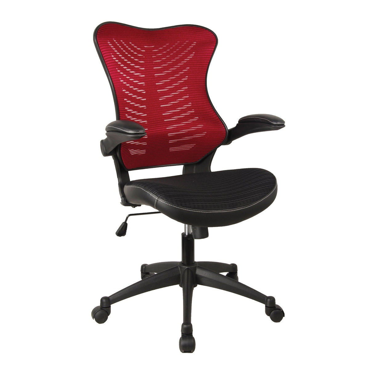 Nautilus Designs Mercury 2 Executive Medium Back Mesh Chair with AIRFLOW Fabric on the Seat - Red