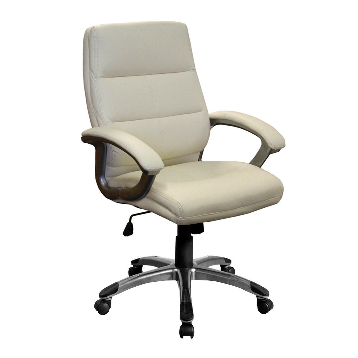 Nautilus Designs Greenwich High Back Leather Effect Executive Armchair with Silver Detailed Black Nylon Base - Cream