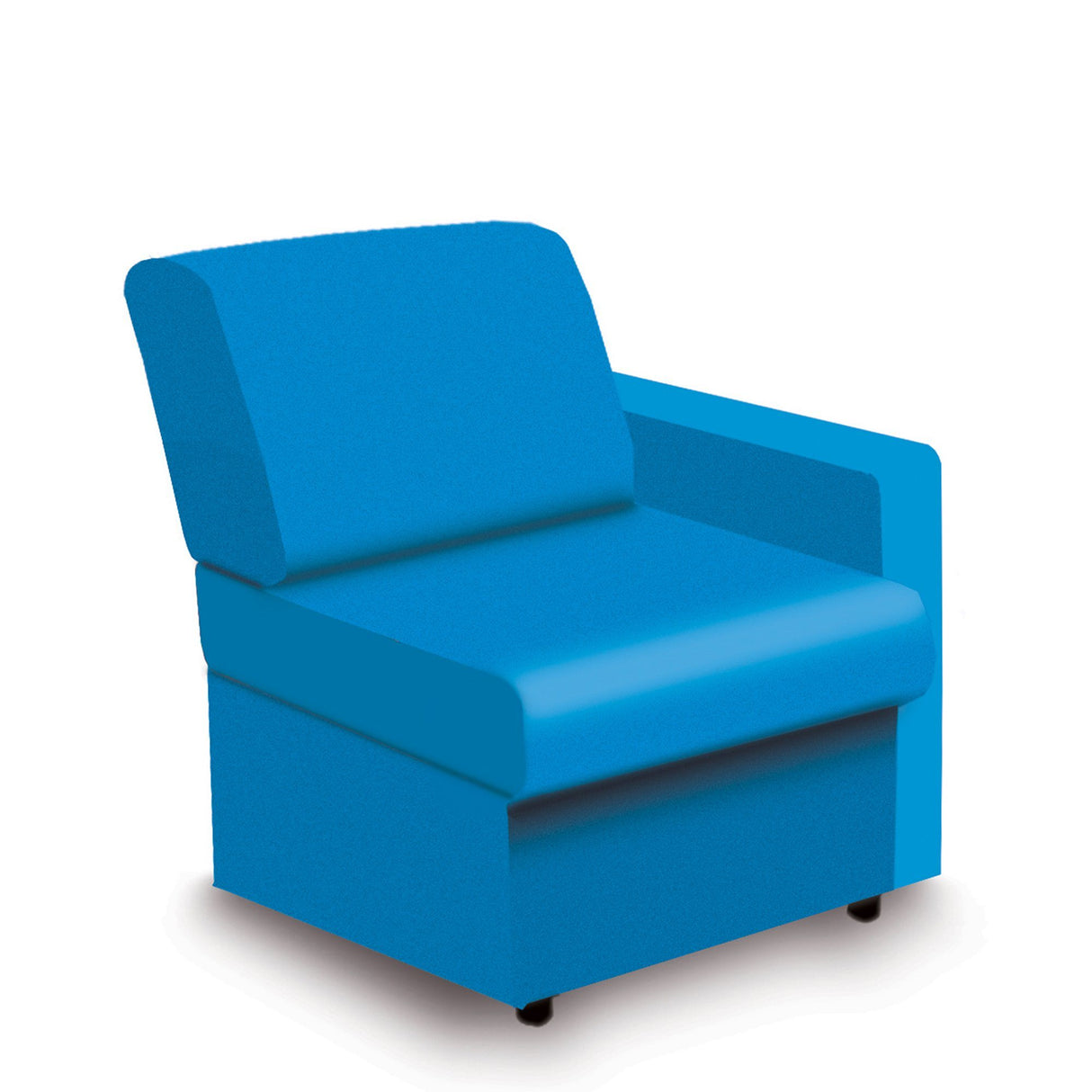 Nautilus Designs Wave Contemporary Modular Fabric Low Back Sofa - Left Hand Arm - Blue