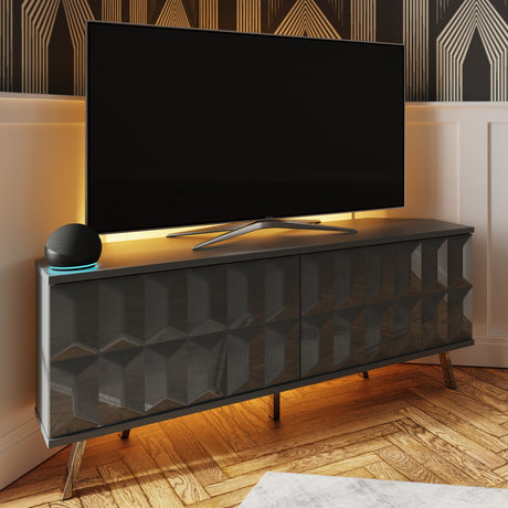 Frank Olsen Elevate Grey Corner  TV Cabinet with mood lighting & Intelligent eye