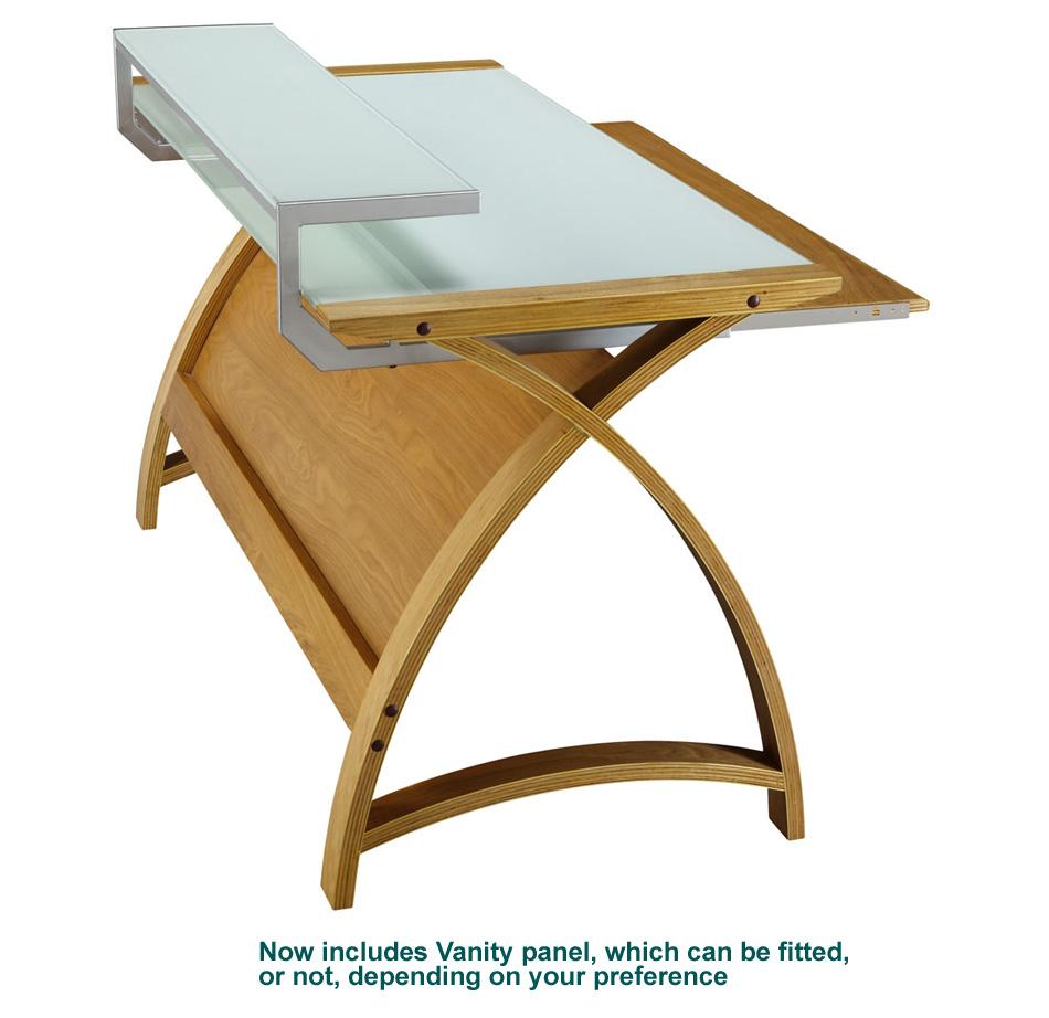 Jual Helsinki Curved 900mm Computer Desk in Oak with White Glass AV4Home